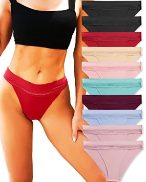 10 Pack Seamless Underwear for Women Lace Bikini Panties High Cut Stretch Invisible No Show Sexy Cheeky Hipster