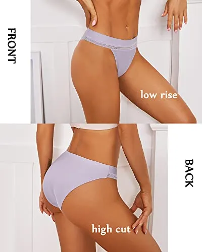 10 Pack Seamless Underwear for Women Lace Bikini Panties High Cut Stretch Invisible No Show Sexy Cheeky Hipster