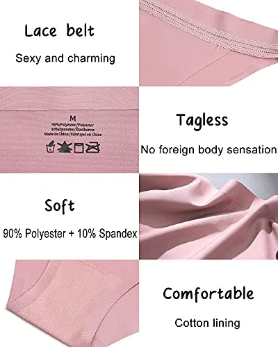 10 Pack Seamless Underwear for Women Lace Bikini Panties High Cut Stretch Invisible No Show Sexy Cheeky Hipster