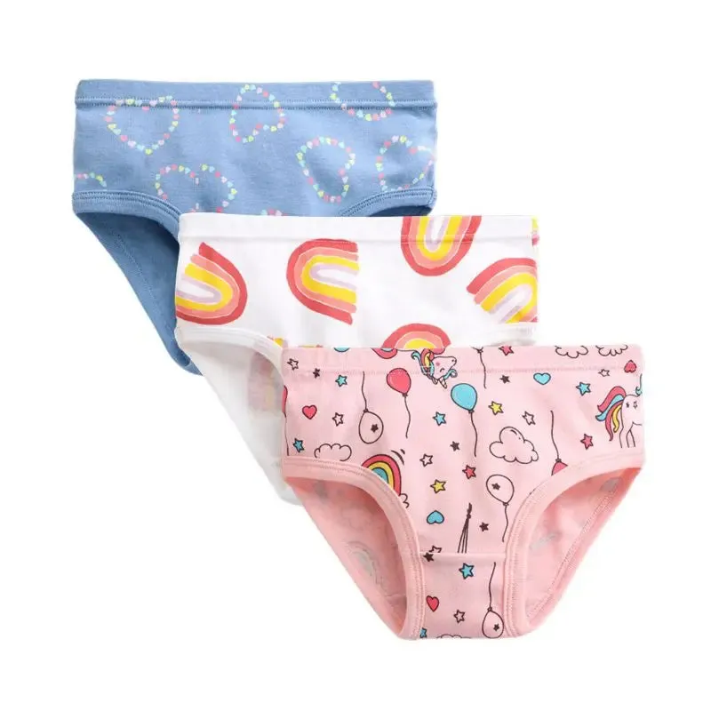 3pcs/Lot Cotton Kids Underwear Girls Underpants Cartoon Print Soft Children Panties Cute Teenager Briefs Clothing 2-10Y