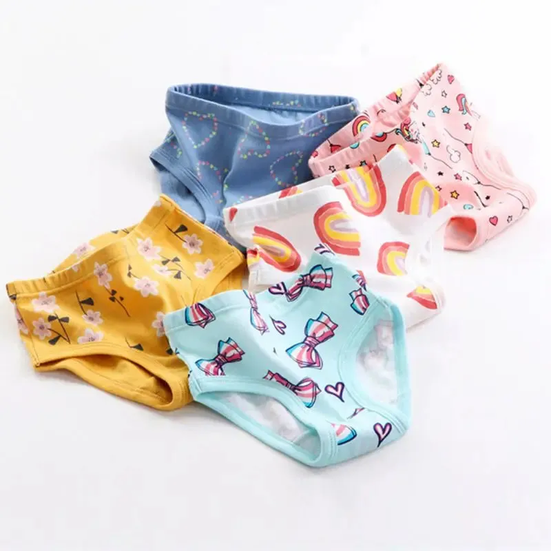 3pcs/Lot Cotton Kids Underwear Girls Underpants Cartoon Print Soft Children Panties Cute Teenager Briefs Clothing 2-10Y