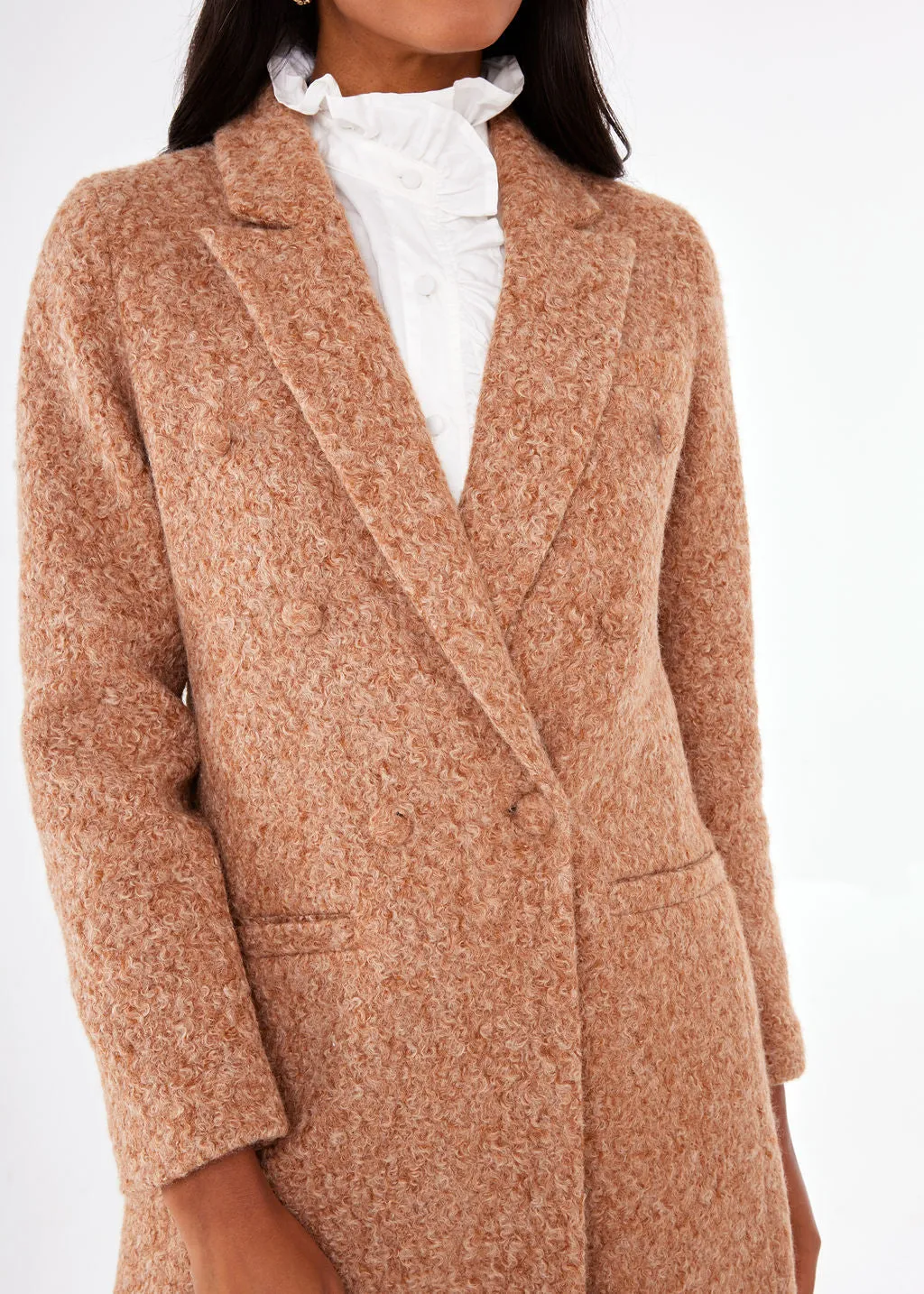 Abigail Coat Camel Shearling Boucle