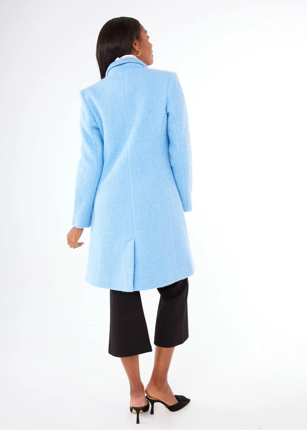 Abigail Coat Light Blue Shearling Boucle