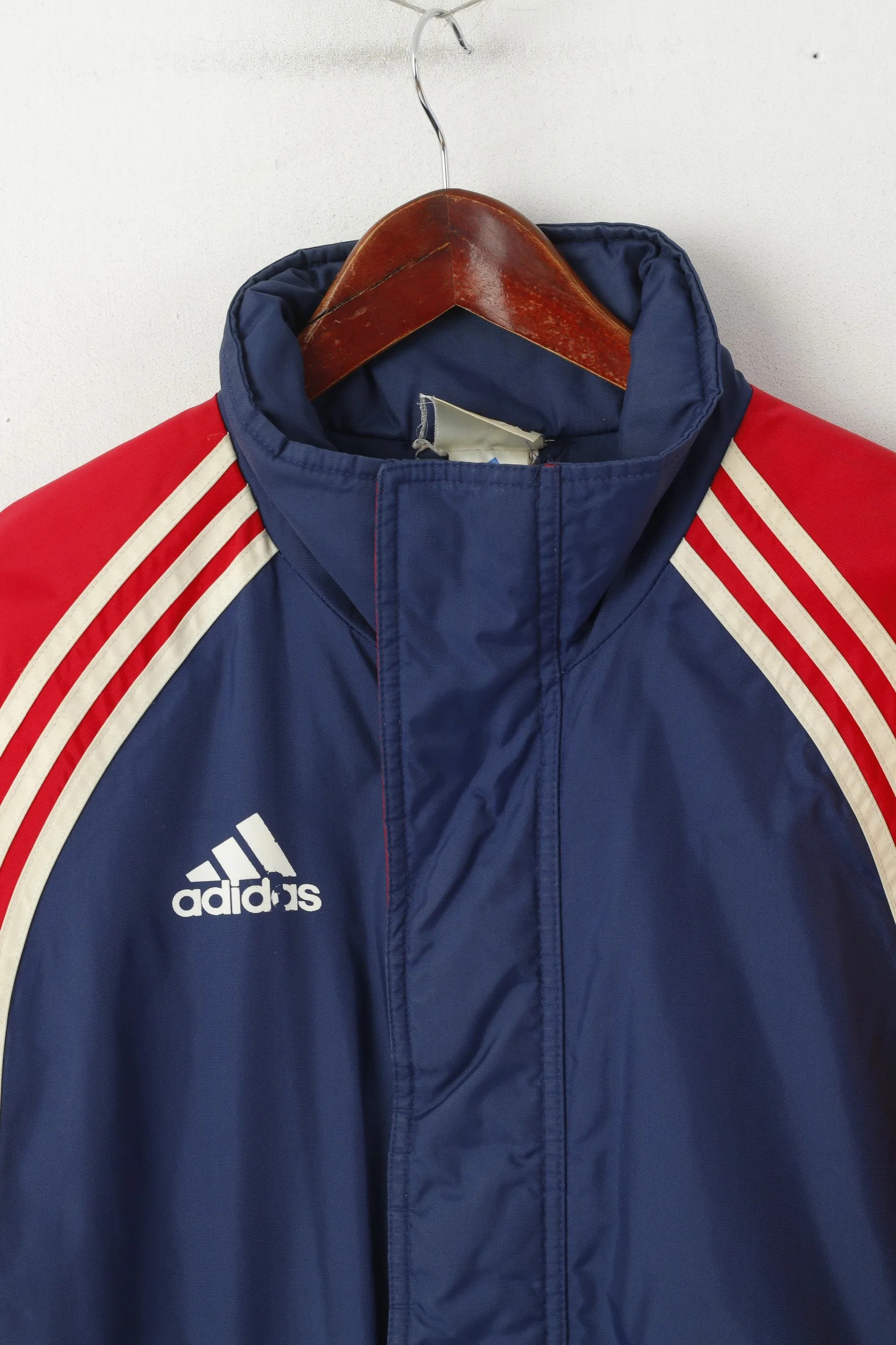 Adidas Men S 168 Jacket Vintage Blue Red Padded Nylon Waterproof 01's Parka