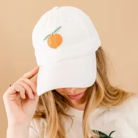 Adult Size - White Baseball Cap w/ Peach Patch