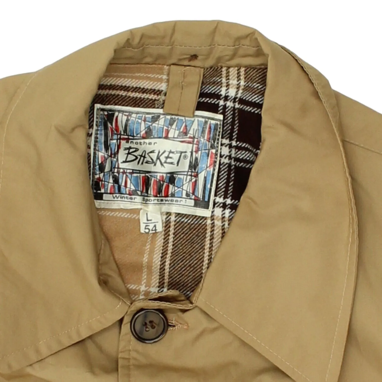 Another Basket Mens Beige Belted Overcoat | Vintage Warm Check Lined Trench Coat