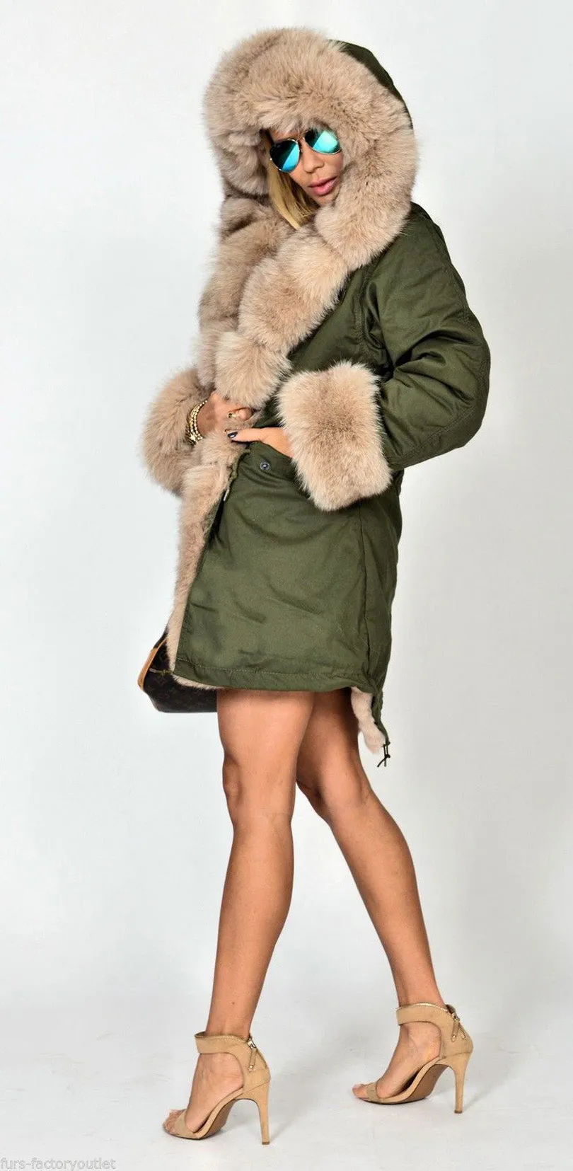 Aofur Womens Button Parka Anorak Hoodies Winter Long Fur Lining Coats Jackets Overcoat Outwear