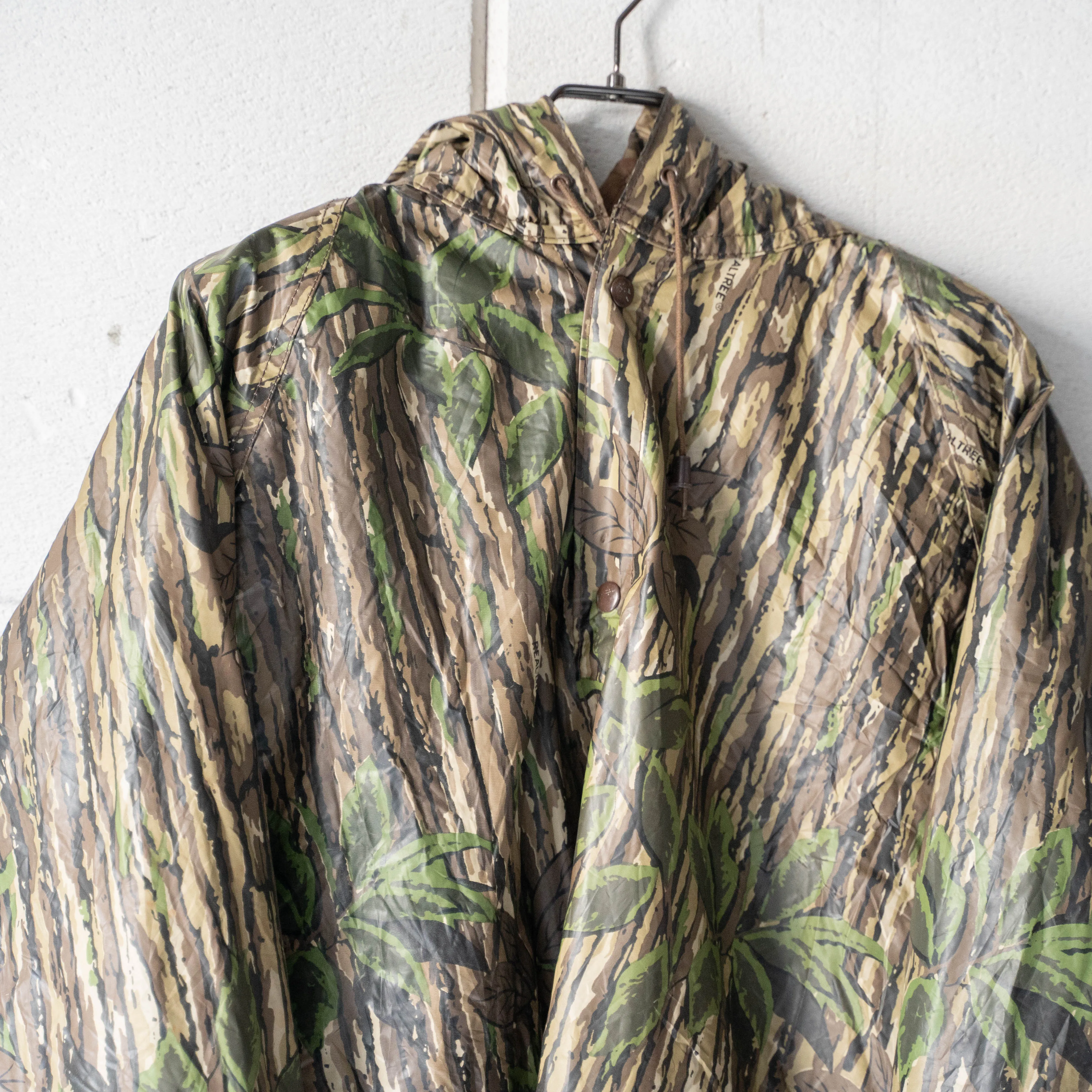 around 1990s real tree camouflage PVC parka