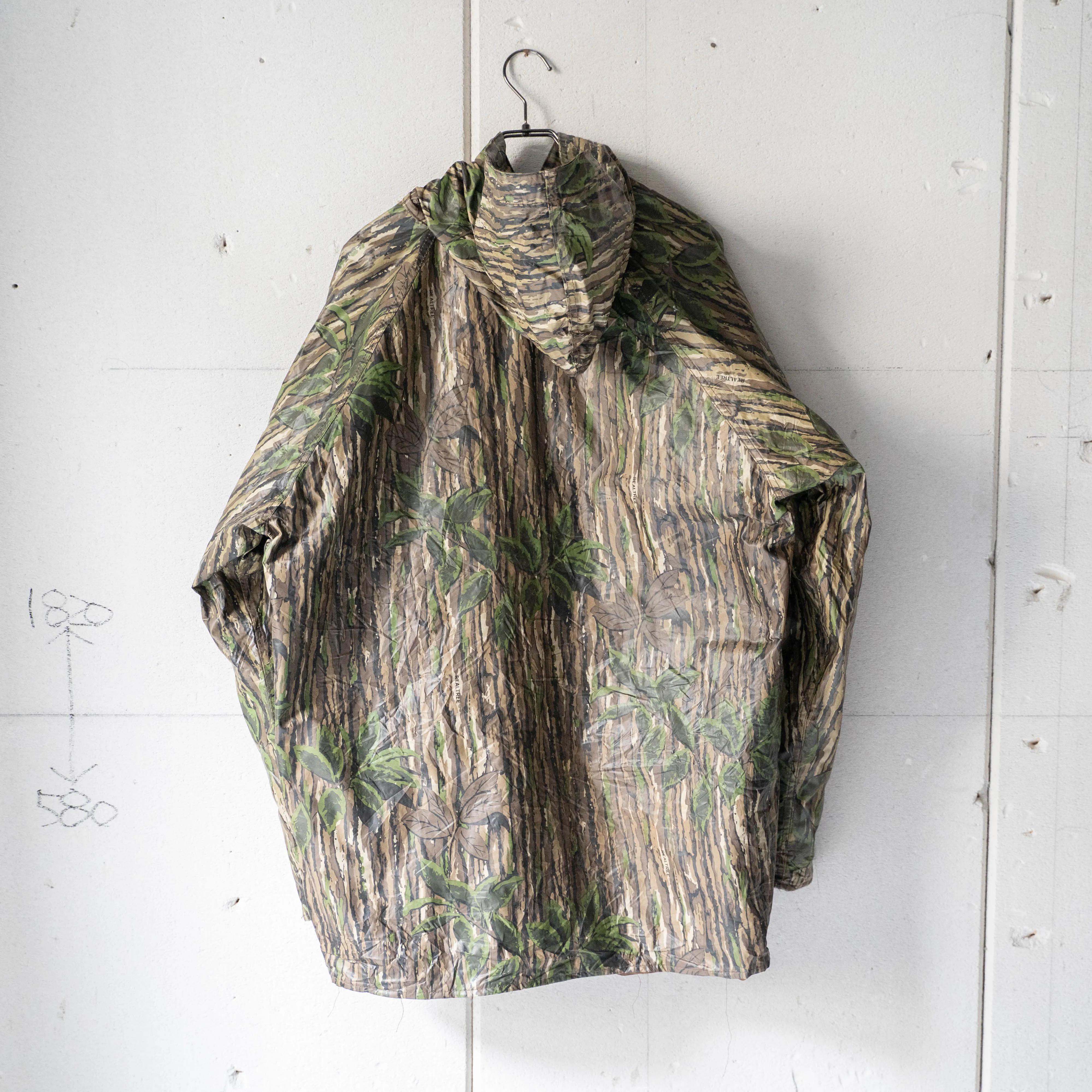 around 1990s real tree camouflage PVC parka