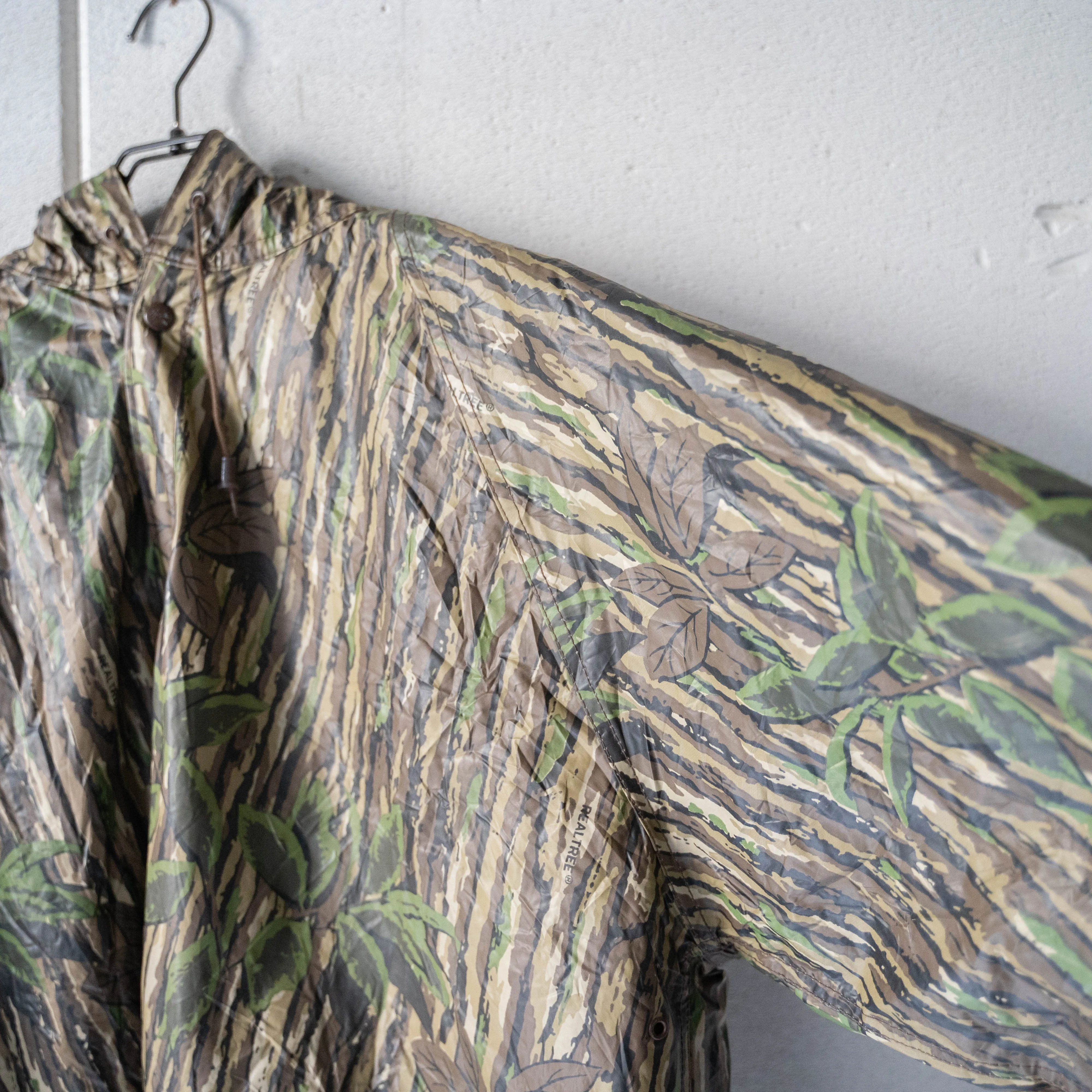 around 1990s real tree camouflage PVC parka