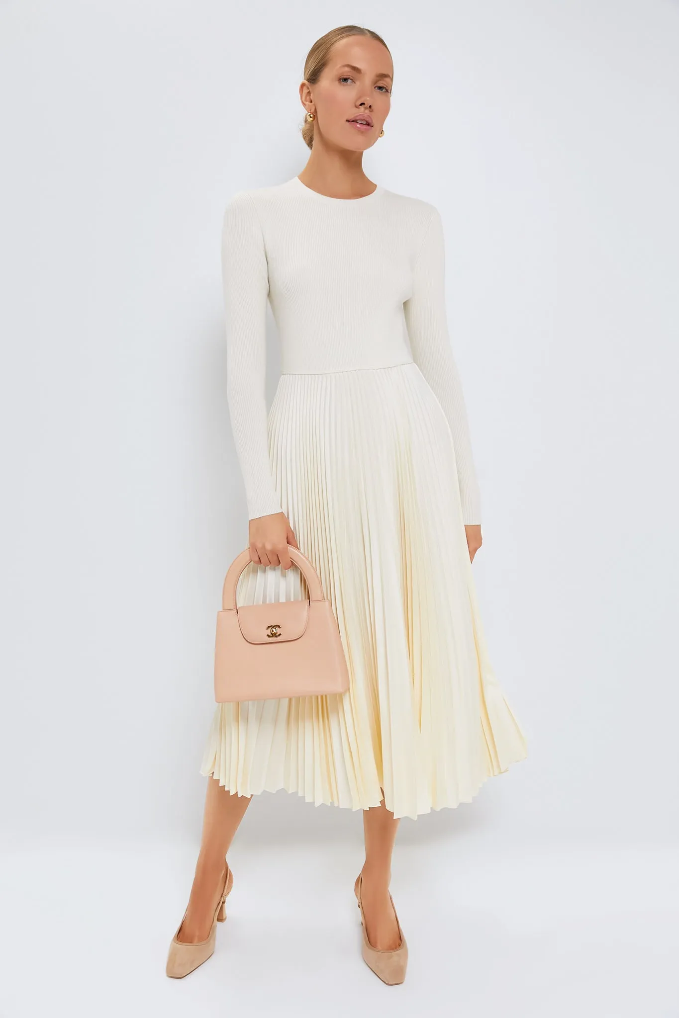 Authentic Cream Long Sleeve Day Dress