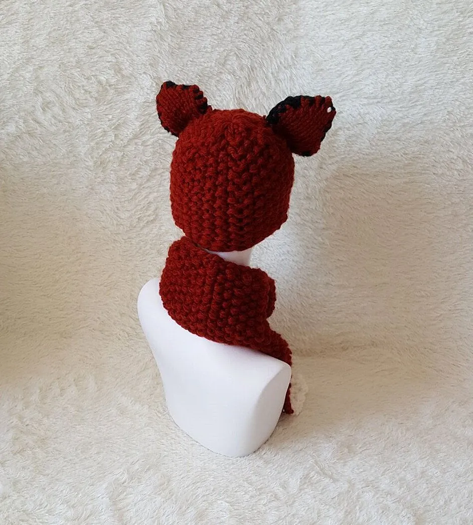 Autumn And Winter Cartoon Children Knit Hat Fox Bib Hat Suit