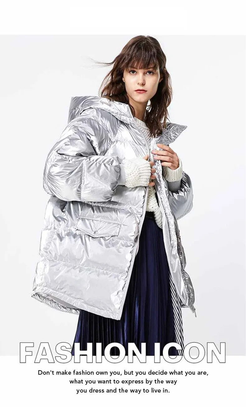 Autumn Winter Women's Loose Fit Cotton Jacket Parka Coat