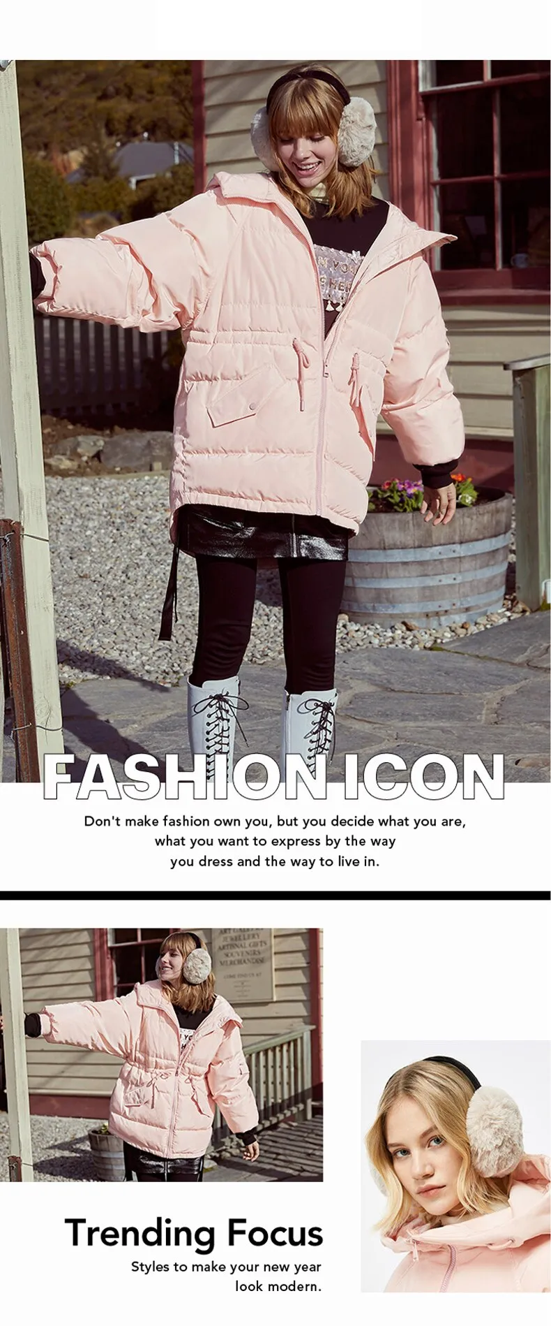 Autumn Winter Women's Loose Fit Cotton Jacket Parka Coat