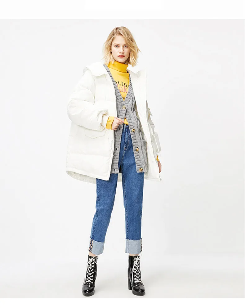 Autumn Winter Women's Loose Fit Cotton Jacket Parka Coat