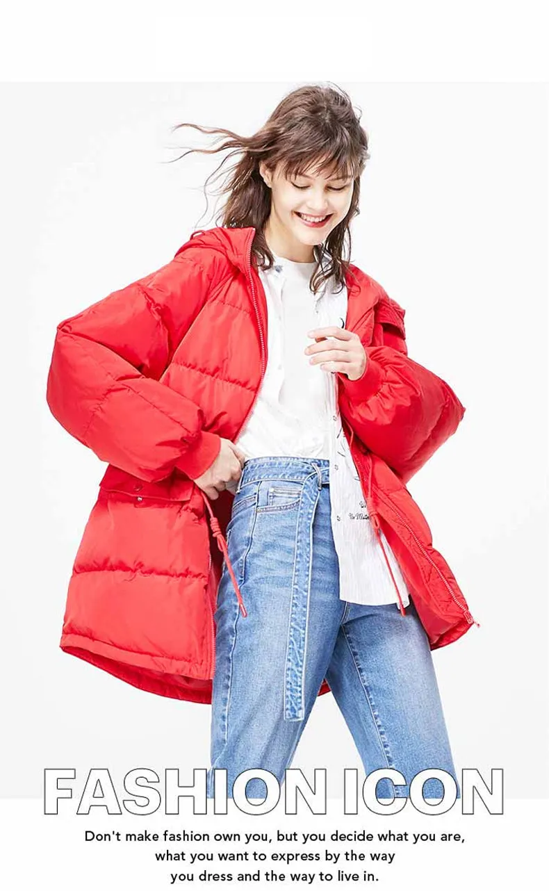 Autumn Winter Women's Loose Fit Cotton Jacket Parka Coat