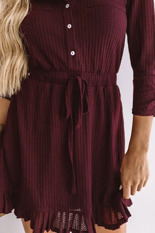 Autumn's Kiss Waffle Knit Dress in Windsor Wine