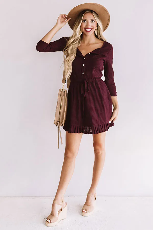 Autumn's Kiss Waffle Knit Dress in Windsor Wine