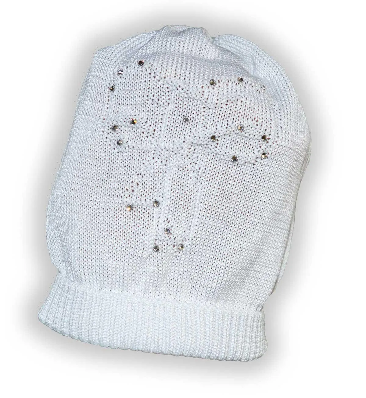 Baby Girl White knit Tricot Baptism Outfit with Hat