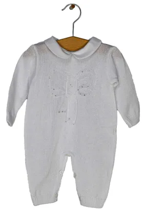 Baby Girl White knit Tricot Baptism Outfit with Hat