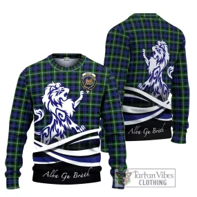 Baillie of Polkemmet Tartan Ugly Sweater with Alba Gu Brath Regal Lion Emblem