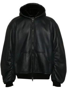 BALENCIAGA Midnight Blue Lambskin Hooded Jacket