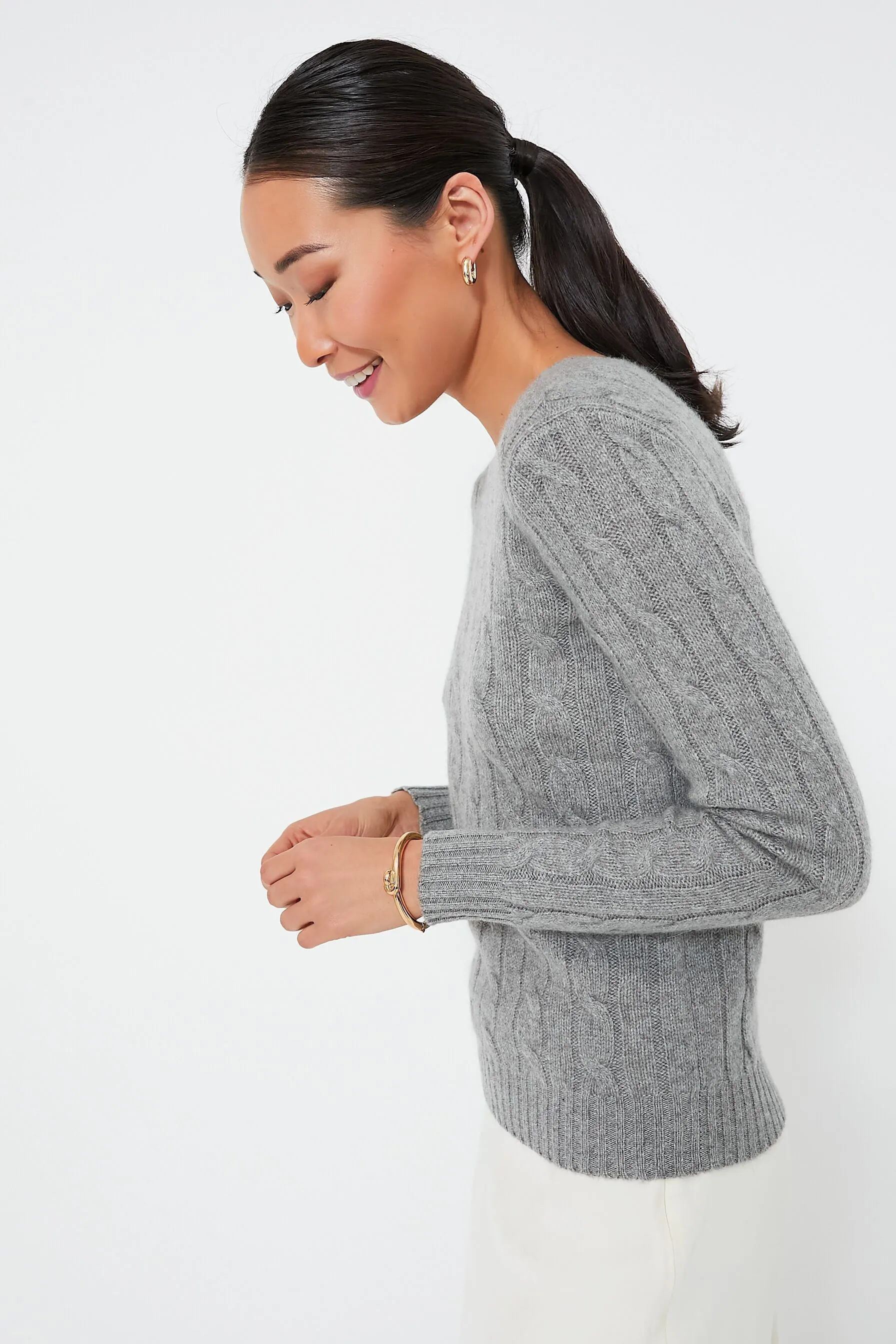 Battalion Grey Heather Julianna Classic Cashmere Pullover