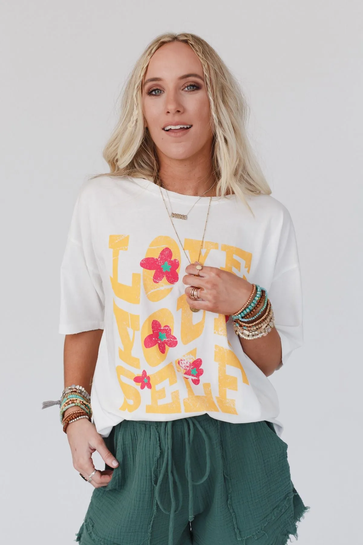 Big Love Distressed Graphic Tee - Ivory