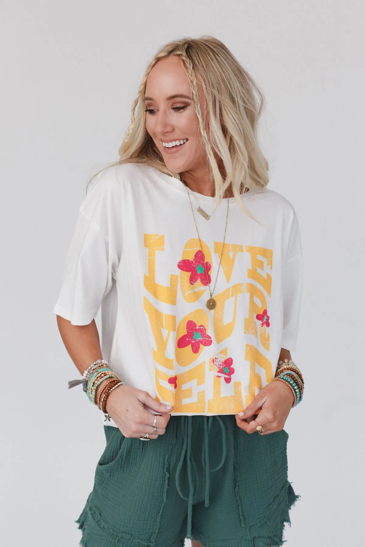 Big Love Distressed Graphic Tee - Ivory