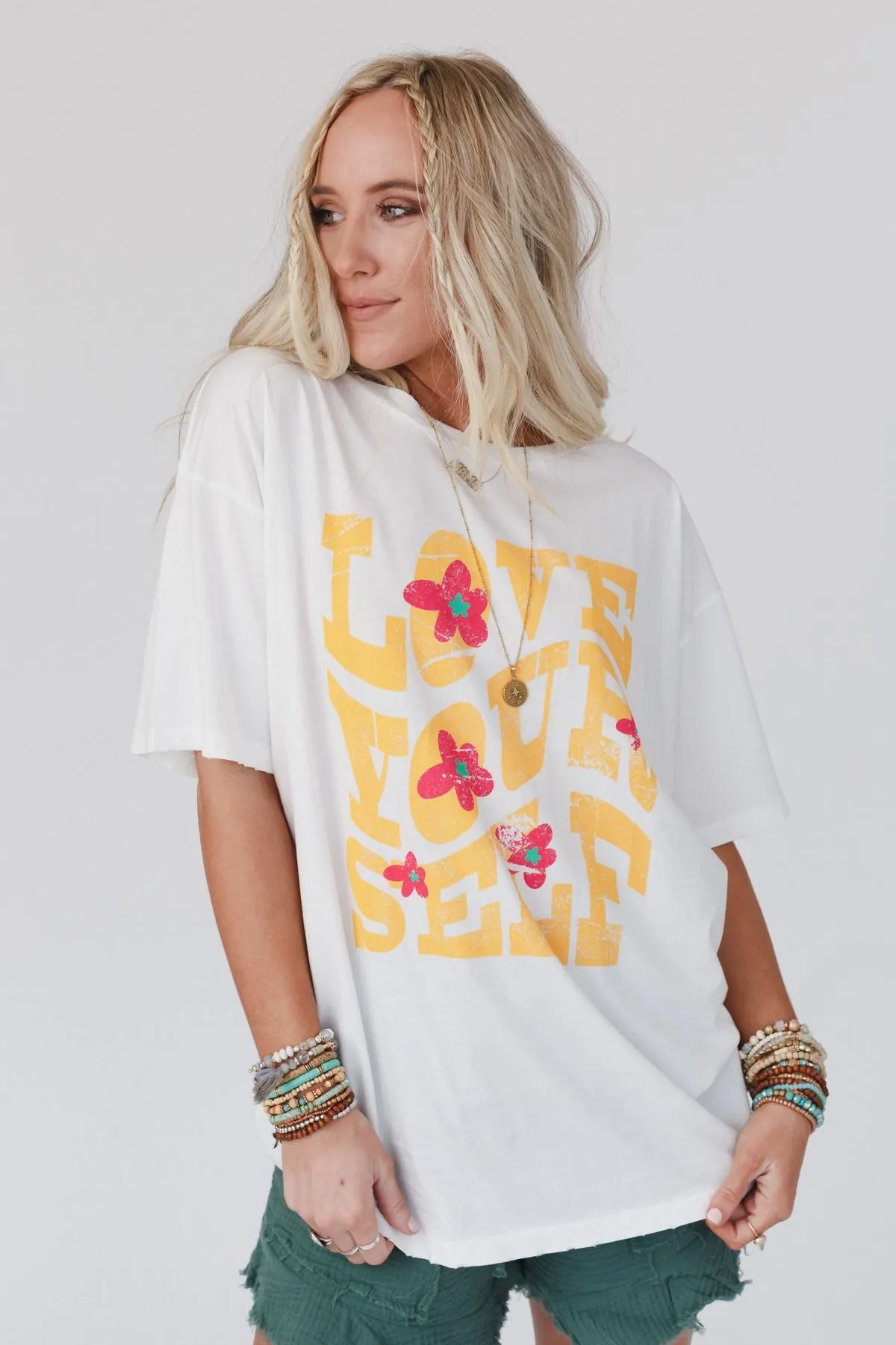 Big Love Distressed Graphic Tee - Ivory