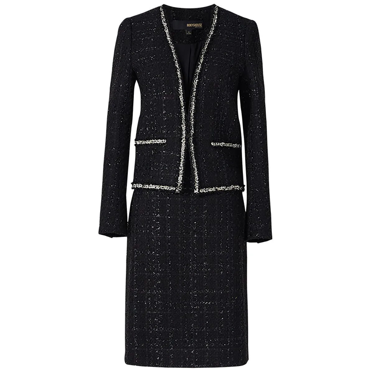 Black Dazzling Tweed Jacket and Skirt Set