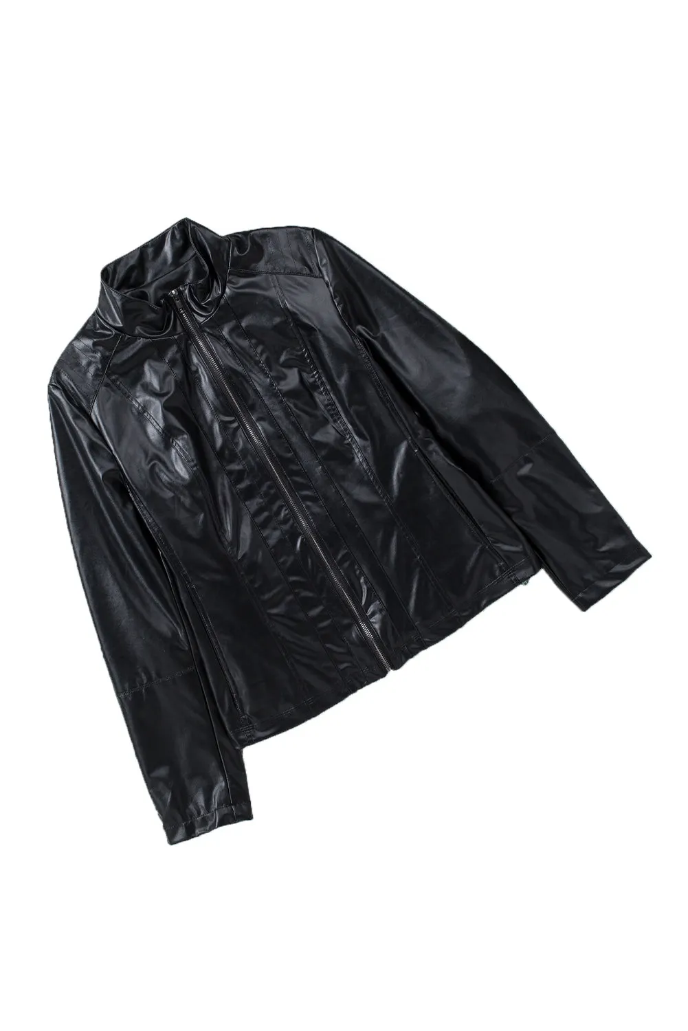 Black Faux Leather Moto Jacket