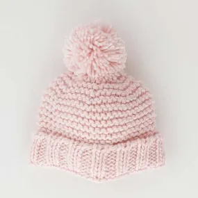 Blush Pink Garter Stitch Beanie Hat