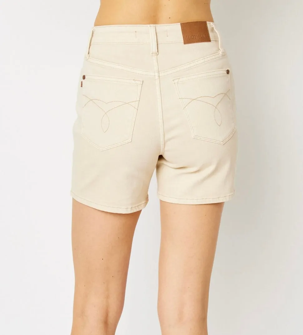 Bone garment dyed embroidered pocket Judy shorts