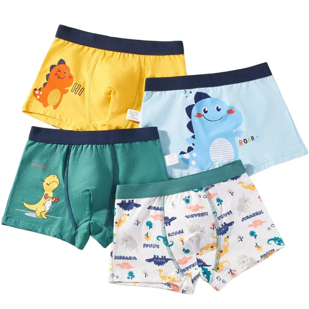 Boy Cartoon Boxers Kids Short Quality Cotton Panties Children Underpants Size 90-150 Dinosaur Anime Design Cute Boxers 4pcs/Lot