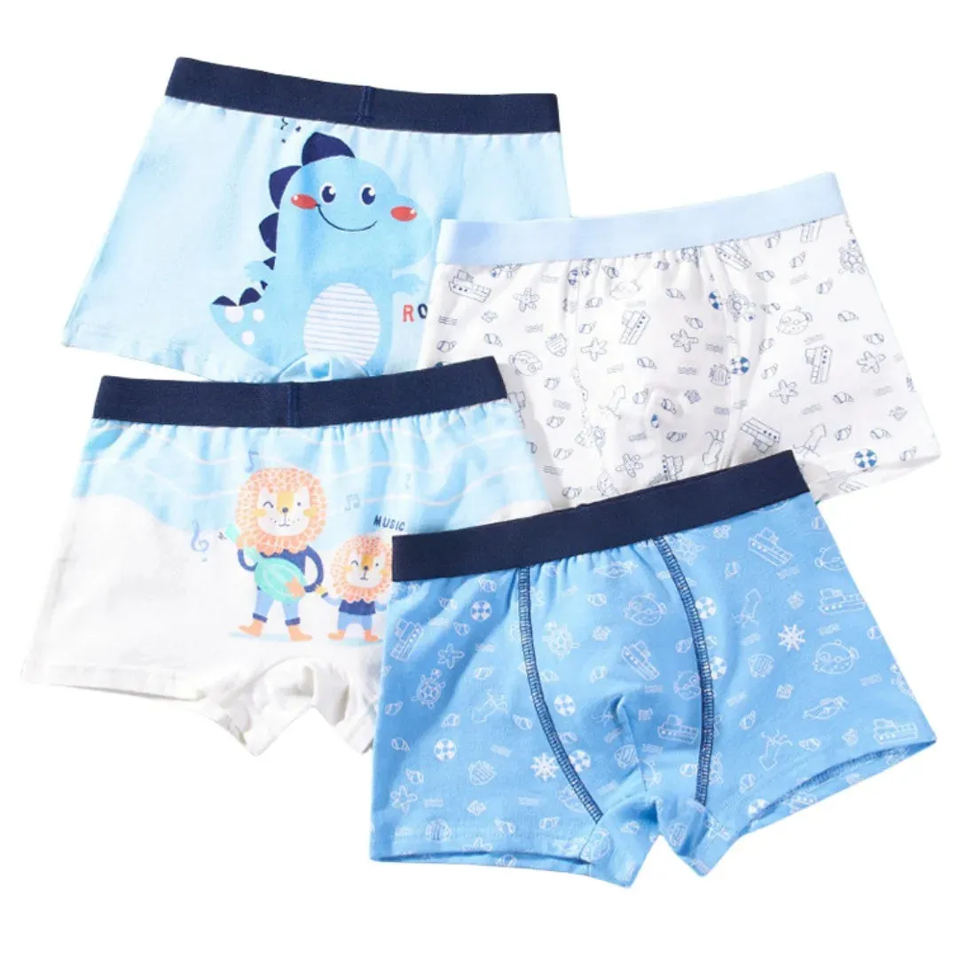 Boy Cartoon Boxers Kids Short Quality Cotton Panties Children Underpants Size 90-150 Dinosaur Anime Design Cute Boxers 4pcs/Lot