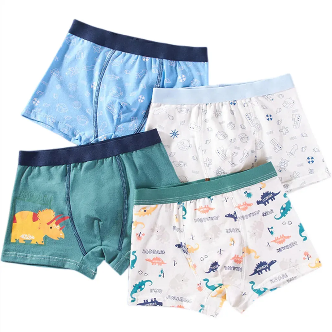 Boy Cartoon Boxers Kids Short Quality Cotton Panties Children Underpants Size 90-150 Dinosaur Anime Design Cute Boxers 4pcs/Lot