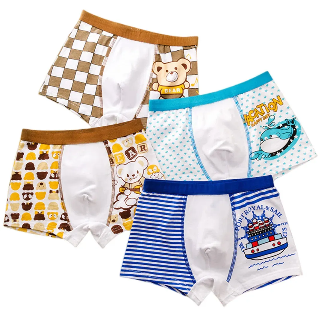 Boy Cartoon Boxers Kids Short Quality Cotton Panties Children Underpants Size 90-150 Dinosaur Anime Design Cute Boxers 4pcs/Lot