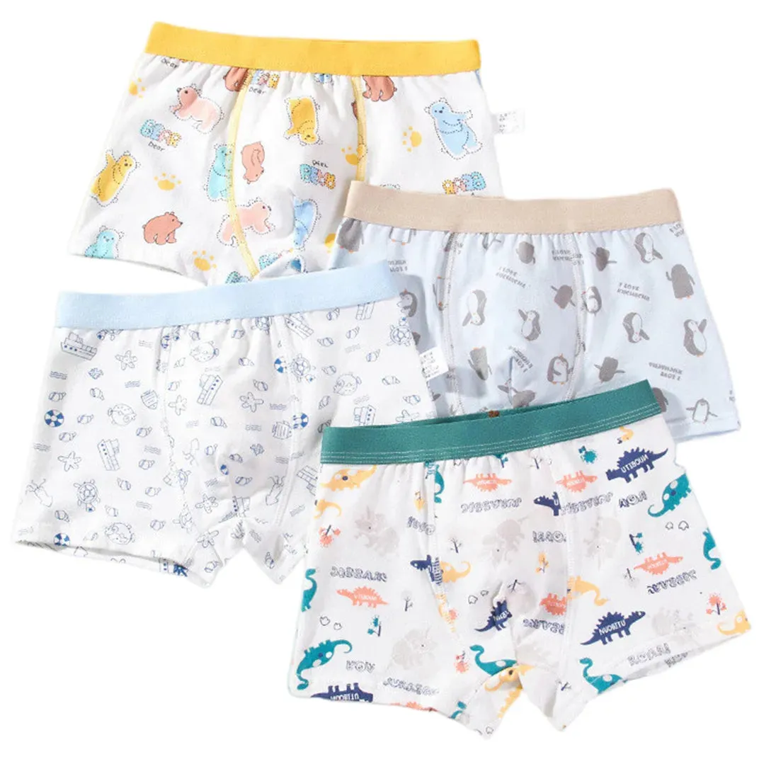 Boy Cartoon Boxers Kids Short Quality Cotton Panties Children Underpants Size 90-150 Dinosaur Anime Design Cute Boxers 4pcs/Lot