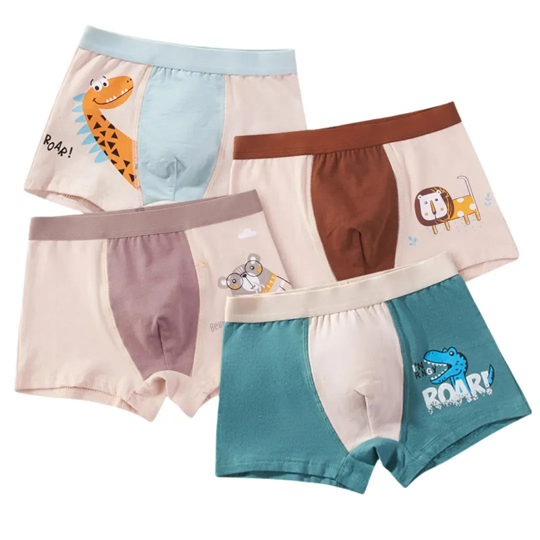 Boy Cartoon Boxers Kids Short Quality Cotton Panties Children Underpants Size 90-150 Dinosaur Anime Design Cute Boxers 4pcs/Lot