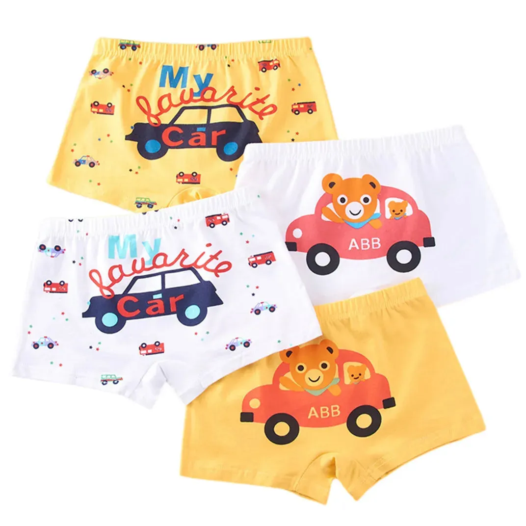 Boy Cartoon Boxers Kids Short Quality Cotton Panties Children Underpants Size 90-150 Dinosaur Anime Design Cute Boxers 4pcs/Lot