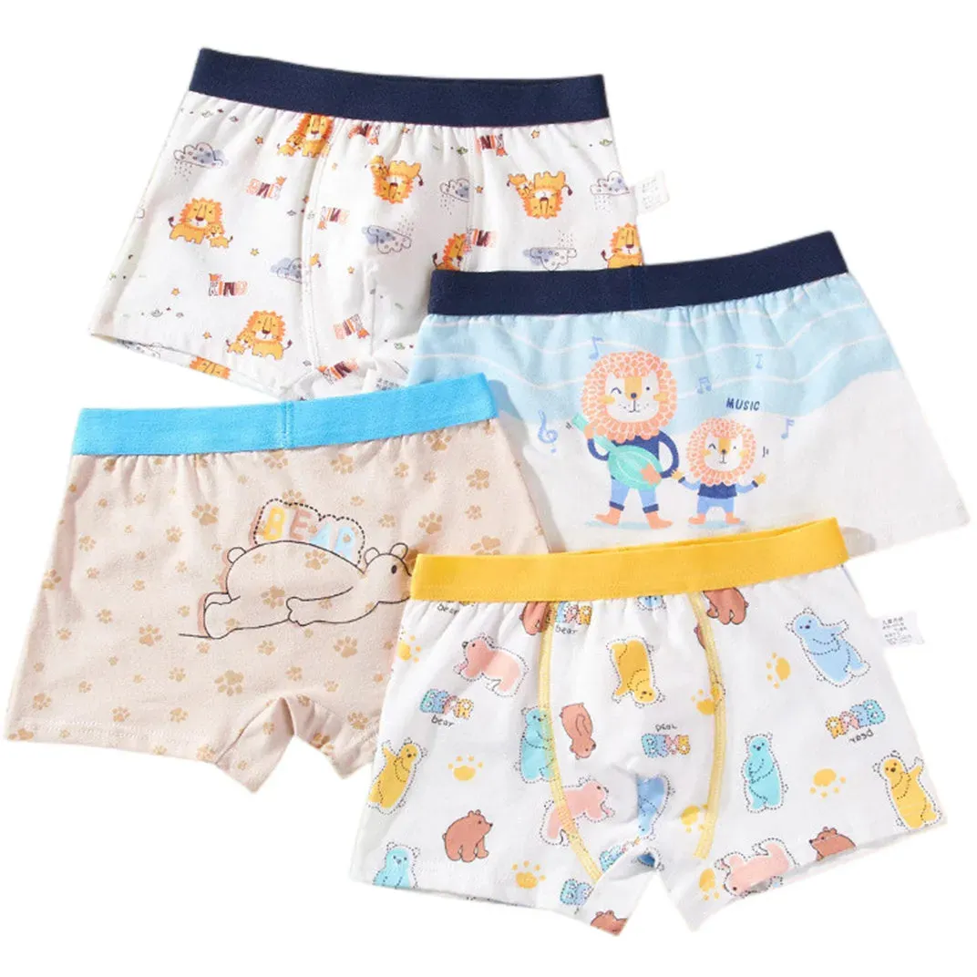 Boy Cartoon Boxers Kids Short Quality Cotton Panties Children Underpants Size 90-150 Dinosaur Anime Design Cute Boxers 4pcs/Lot