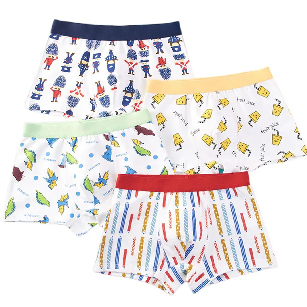 Boy Cartoon Boxers Kids Short Quality Cotton Panties Children Underpants Size 90-150 Dinosaur Anime Design Cute Boxers 4pcs/Lot