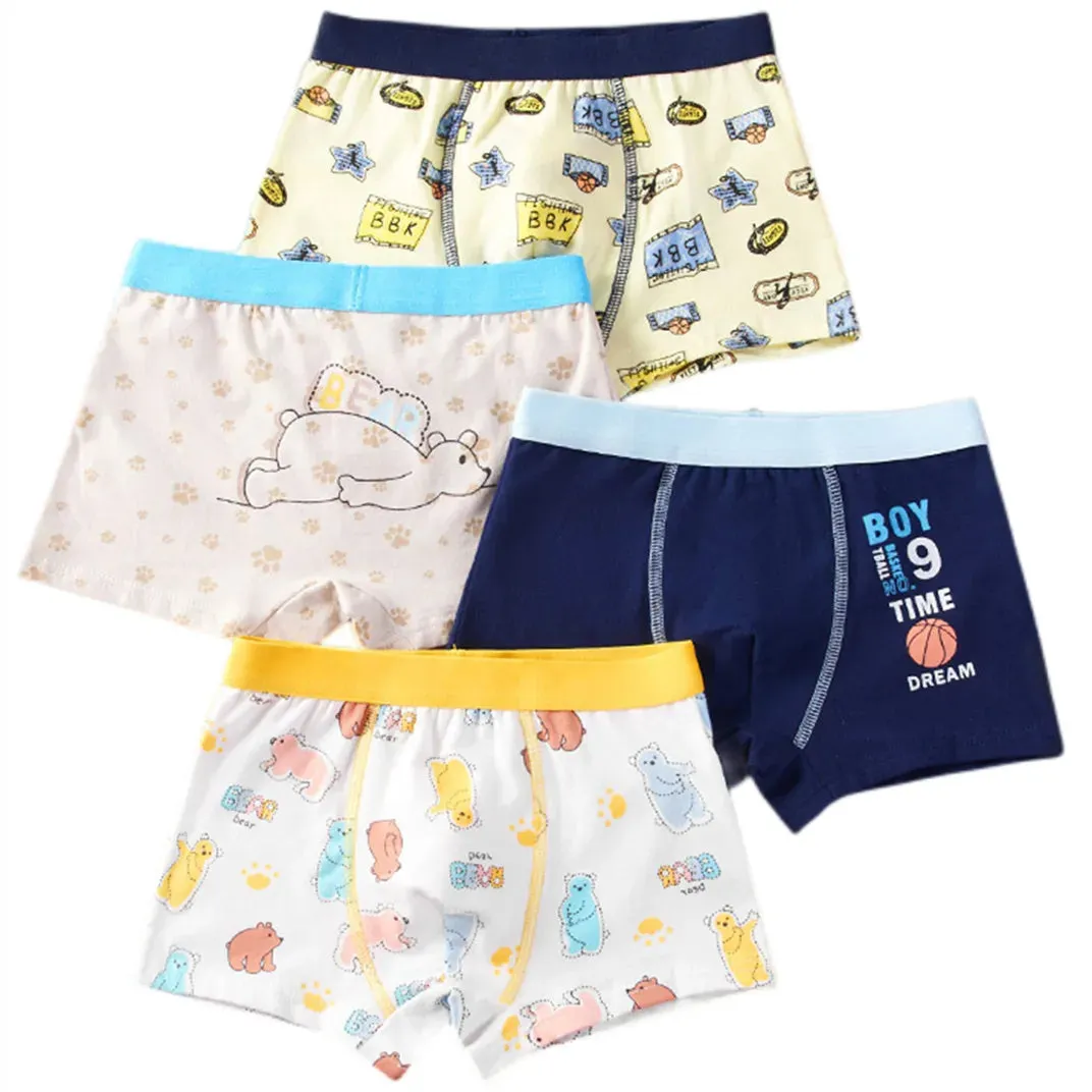 Boy Cartoon Boxers Kids Short Quality Cotton Panties Children Underpants Size 90-150 Dinosaur Anime Design Cute Boxers 4pcs/Lot