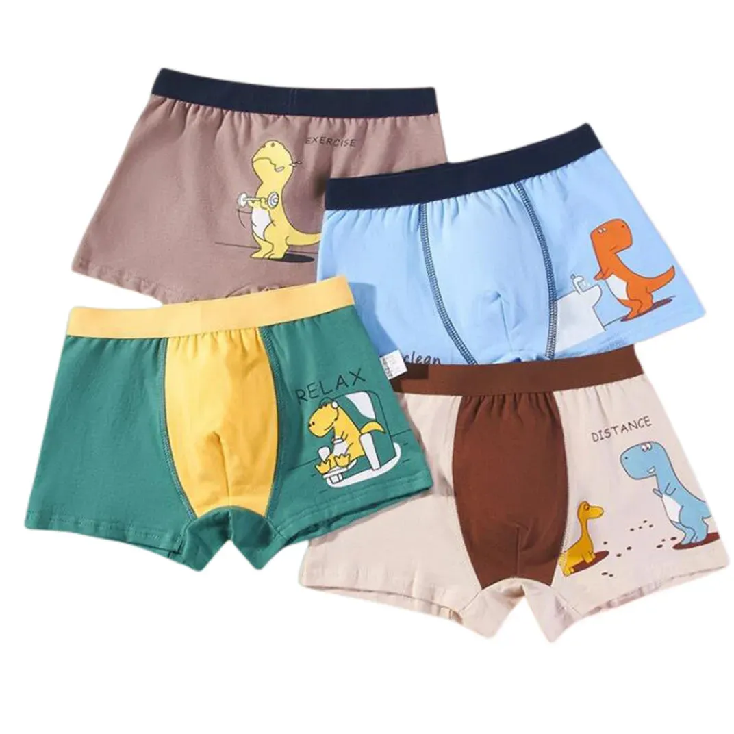 Boy Cartoon Boxers Kids Short Quality Cotton Panties Children Underpants Size 90-150 Dinosaur Anime Design Cute Boxers 4pcs/Lot