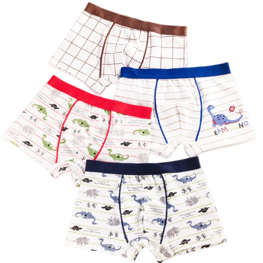 Boy Cartoon Boxers Kids Short Quality Cotton Panties Children Underpants Size 90-150 Dinosaur Anime Design Cute Boxers 4pcs/Lot