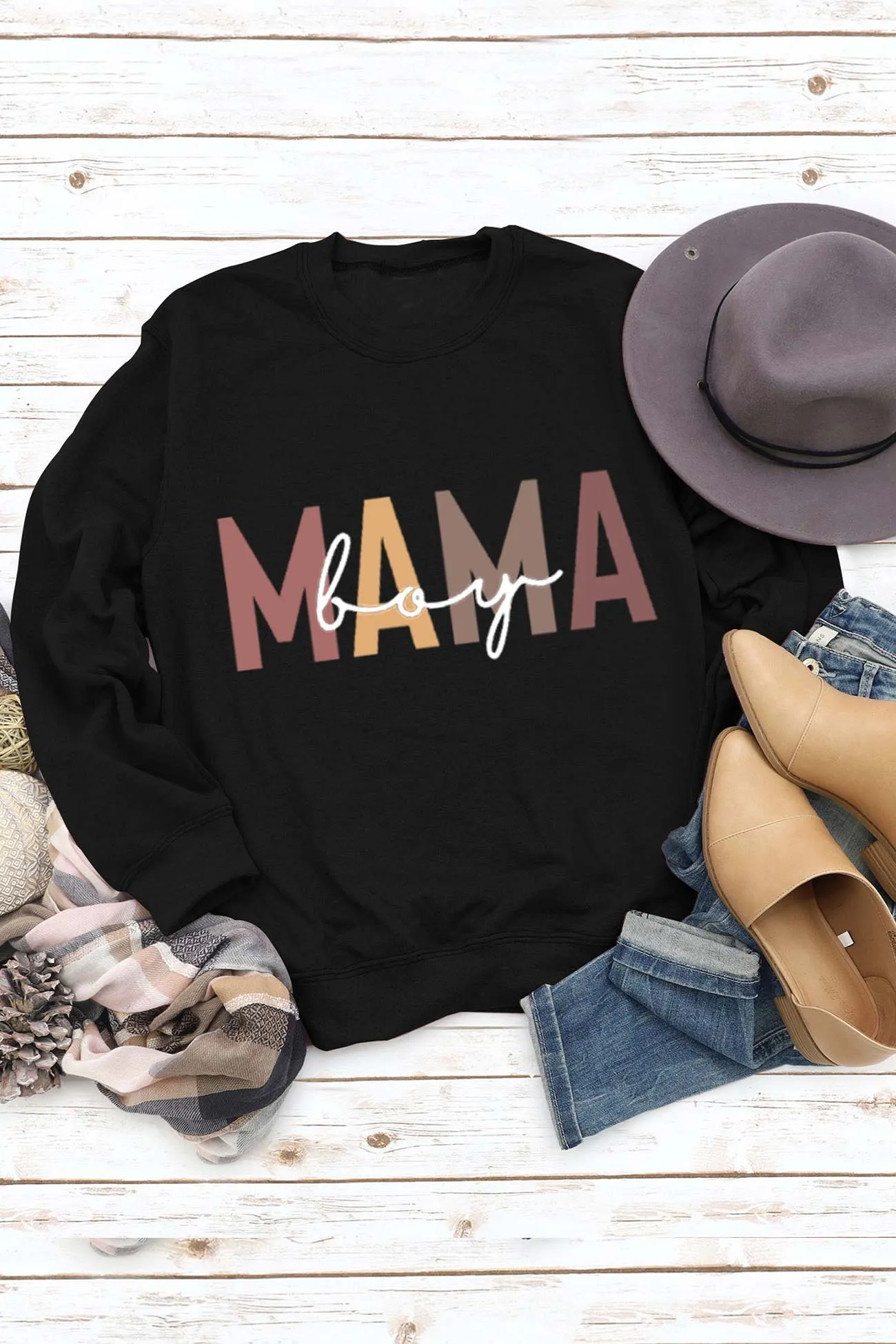 Boy Mama Letter Printed Sweatshirt