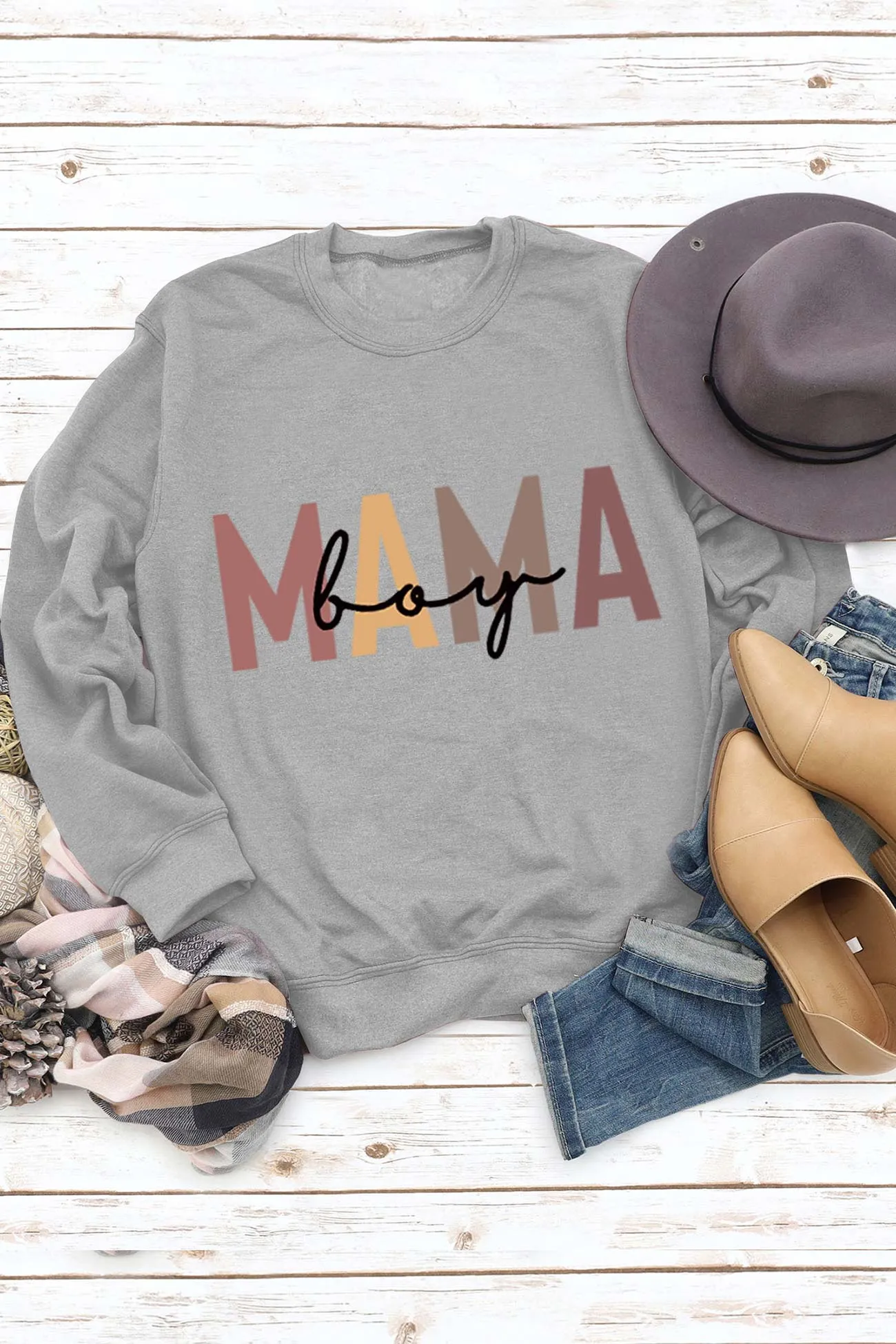 Boy Mama Letter Printed Sweatshirt