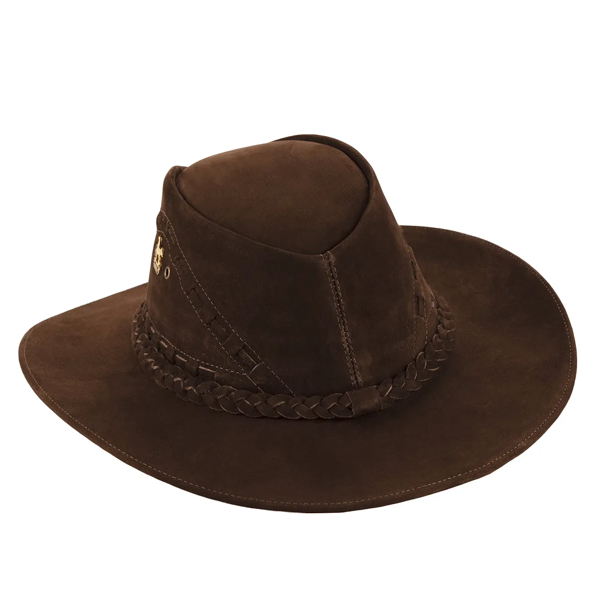 Brunello's Western Leather Hat in Coffee Brown