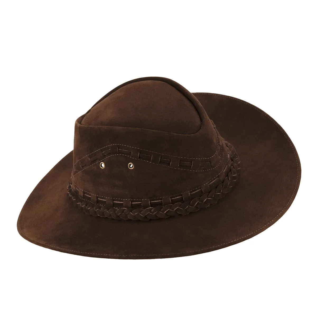 Brunello's Western Leather Hat in Coffee Brown